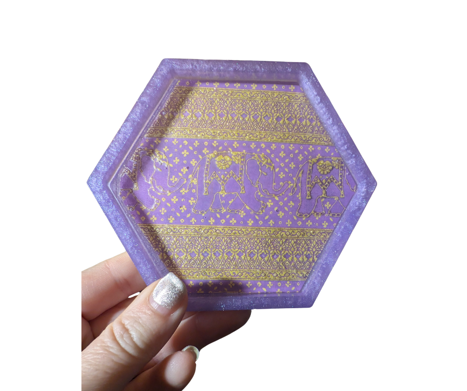 Purple Elephant Resin Coaster