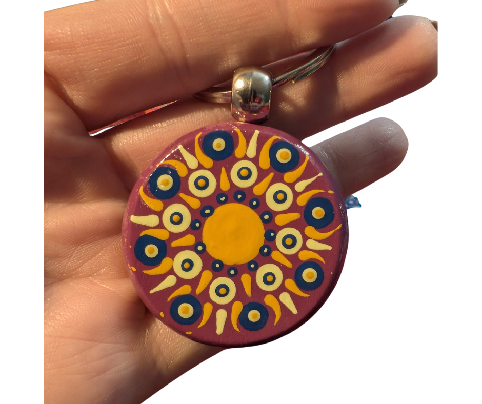 Golden Sun Mandala Dot Keychain