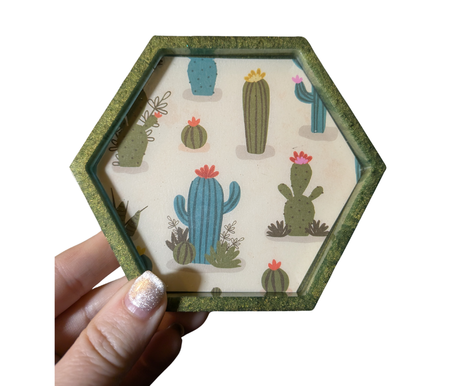 Cactus Resin Coaster