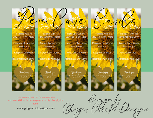 Sunflower Pen Care Card