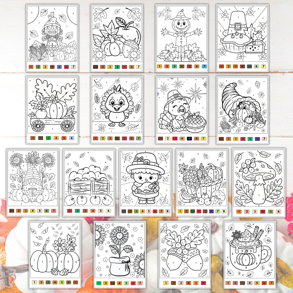 Thanksgiving Color by Number – Printable PDF Instant Download