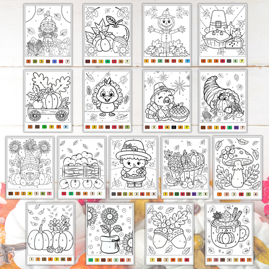 Thanksgiving Color by Number – Printable PDF Instant Download