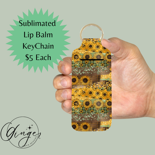 Sunflower Patch Lip Balm Keychain
