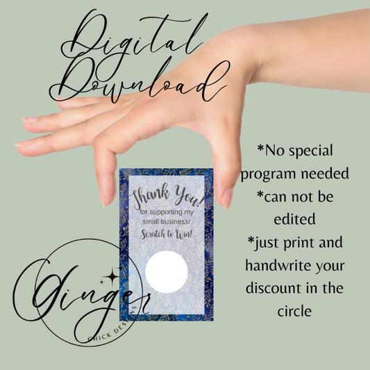 Blue & Gold Scratch-Off Ticket Instant Download