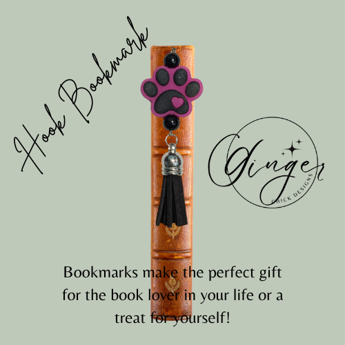 Pink Puppy Paw Print Hook Bookmark