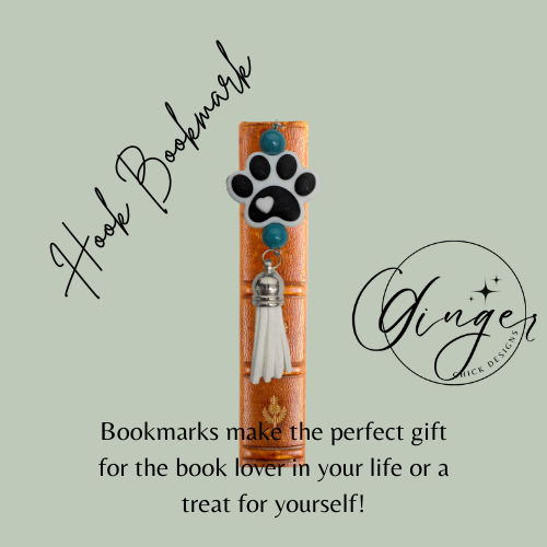 White Puppy Paw Print Hook Bookmark