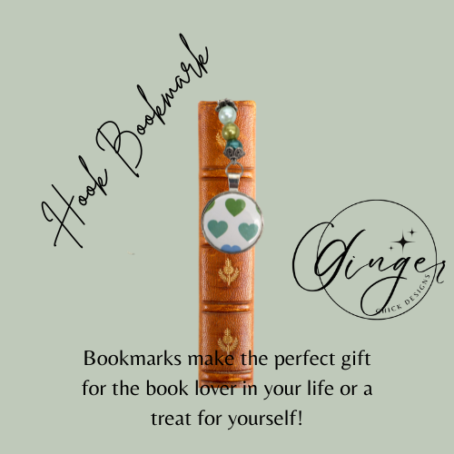Green Hearts Hook Bookmark