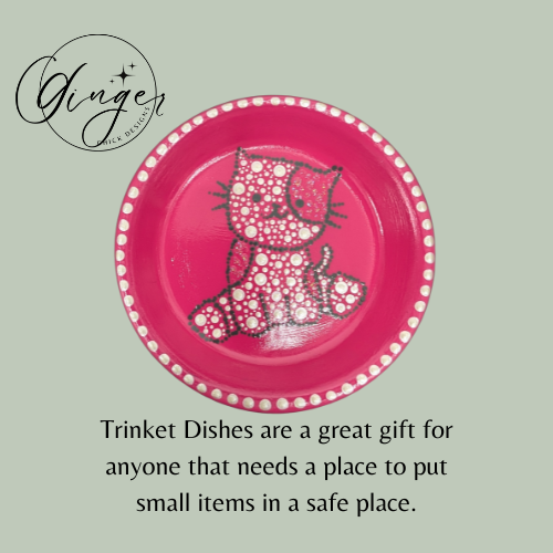 Dot Friend Pink Kitty Trinket Dish