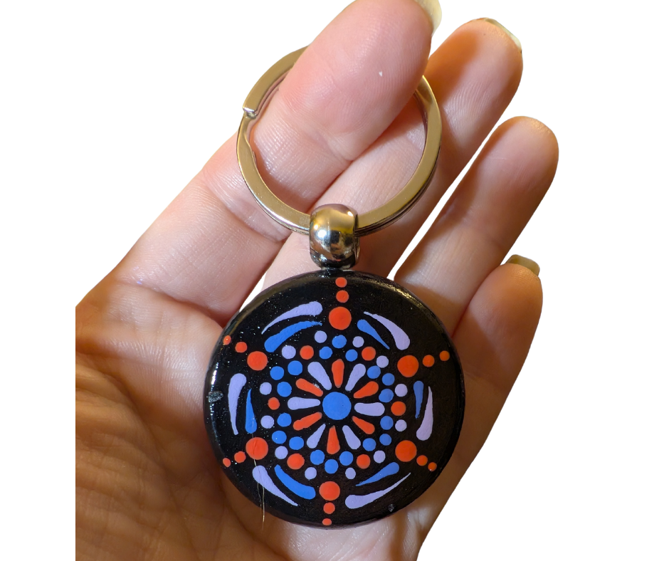 Pin Wheel Mandala Dot Keychain