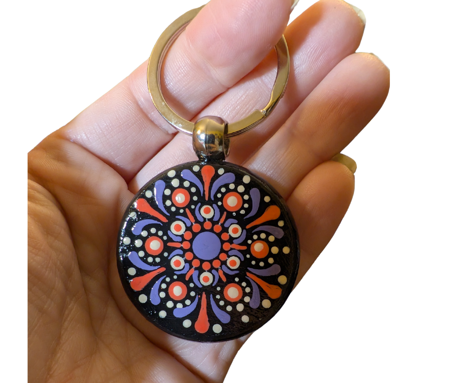 Cotton Candy Mandala Dot Keychain