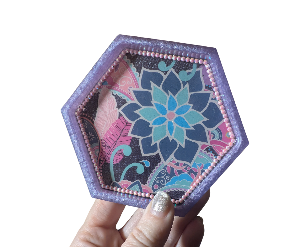 Purple Pasley Resin Coaster
