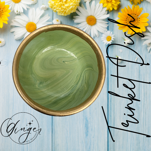 Aloe Paint Pour Trinket Dish