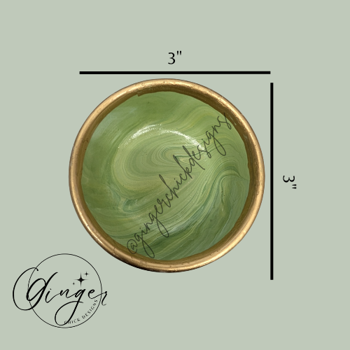 Aloe Paint Pour Trinket Dish