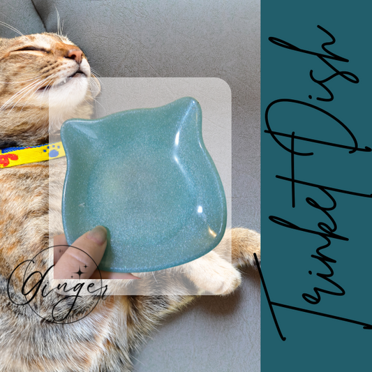 Aqua Kitty Cat Trinket Dish
