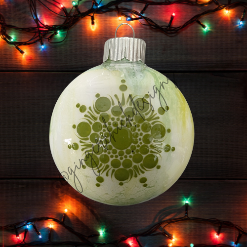 Army Green Mandala Art Round Disc Ornament