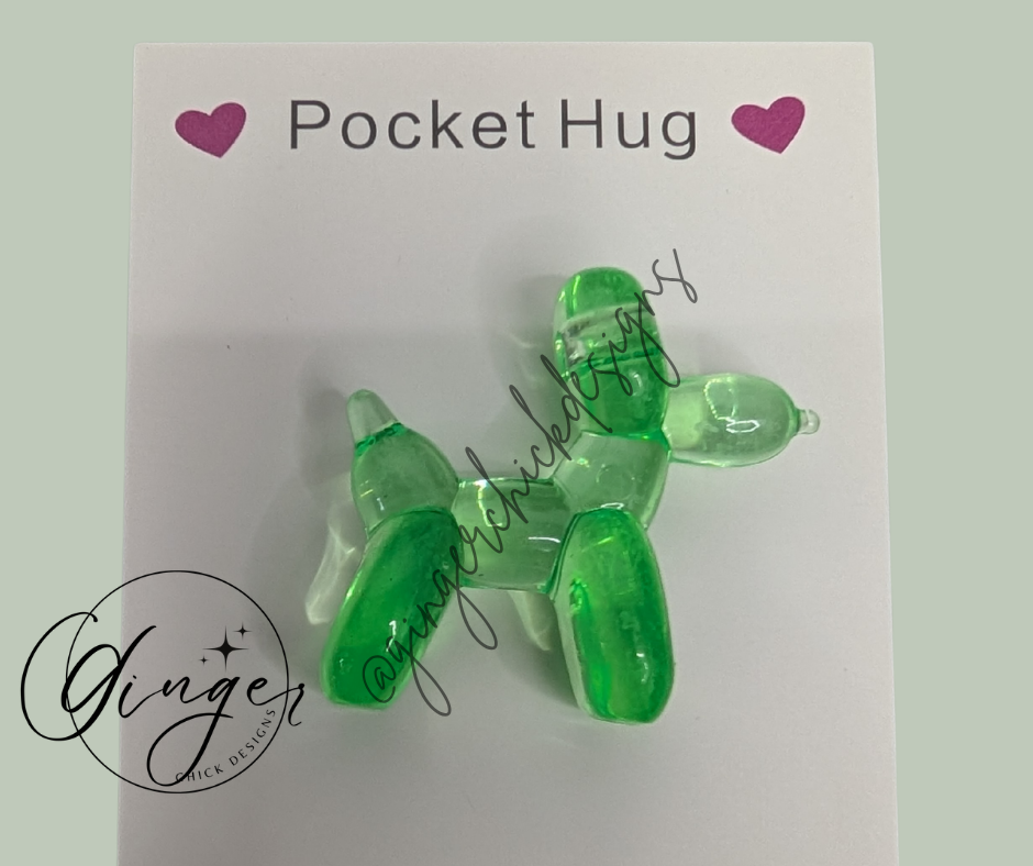Green Balloon Dog Pocket Hug