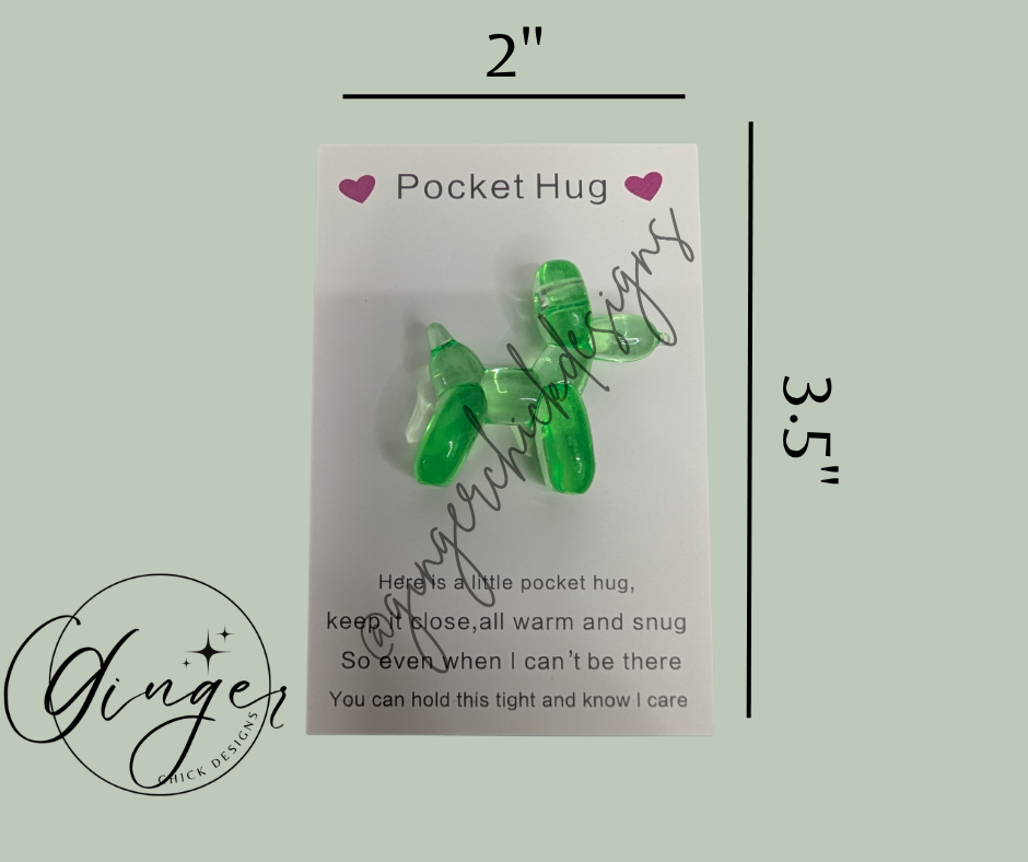 Green Balloon Dog Pocket Hug