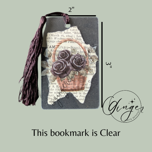 Black Rose Basket Dictionary Acrylic Bookmark