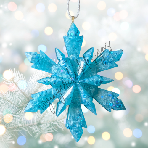 Blue Clouds Resin Snowflake Ornament