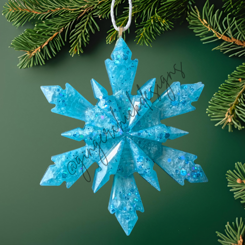 Blue Clouds Resin Snowflake Ornament