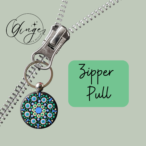 Blue Burst Mandala Dot Keychain