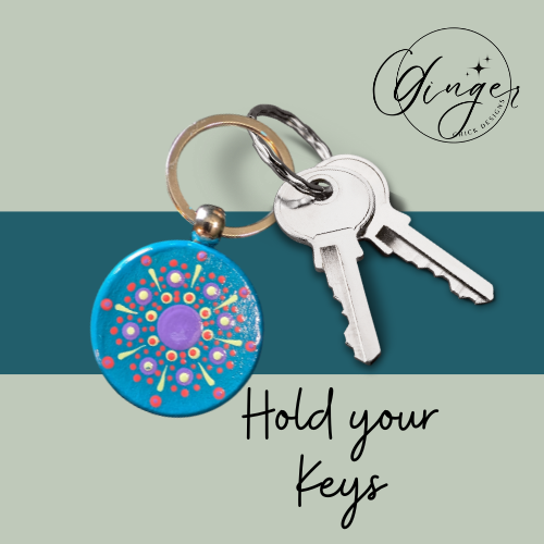Blue Firework Mandala Dot Keychain