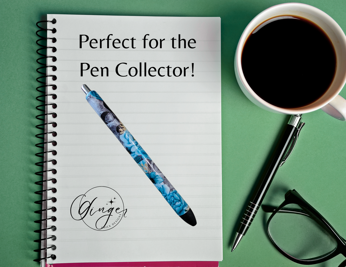 Blue Flower with Skulls Ink Joy Gel Pen