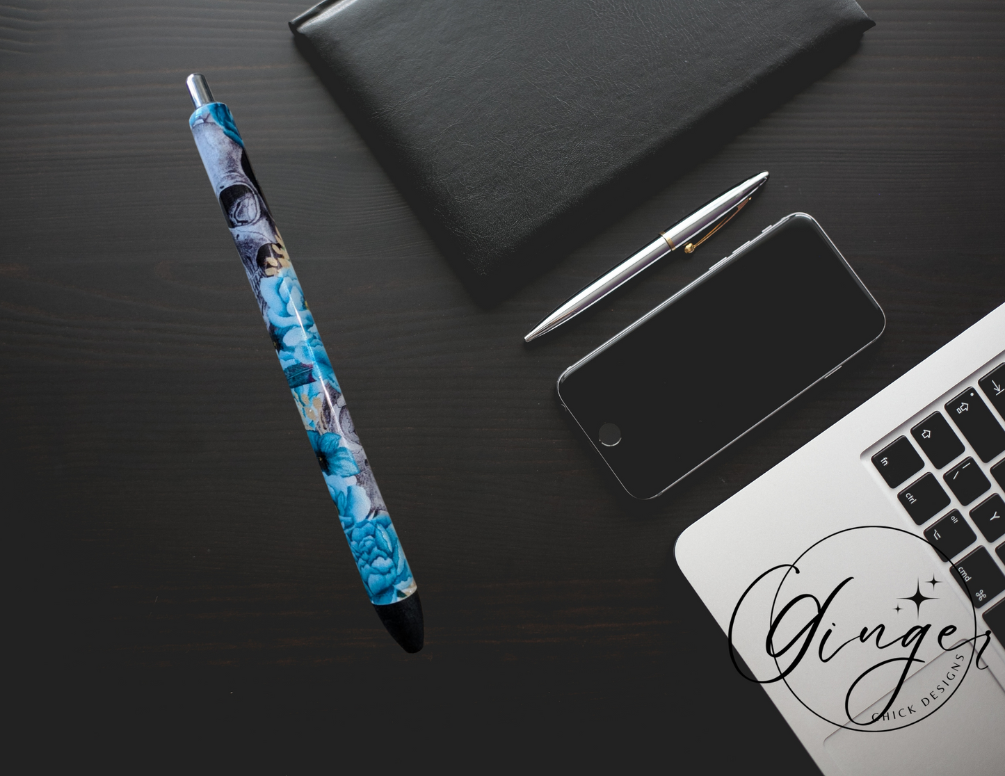Blue Flower with Skulls Ink Joy Gel Pen