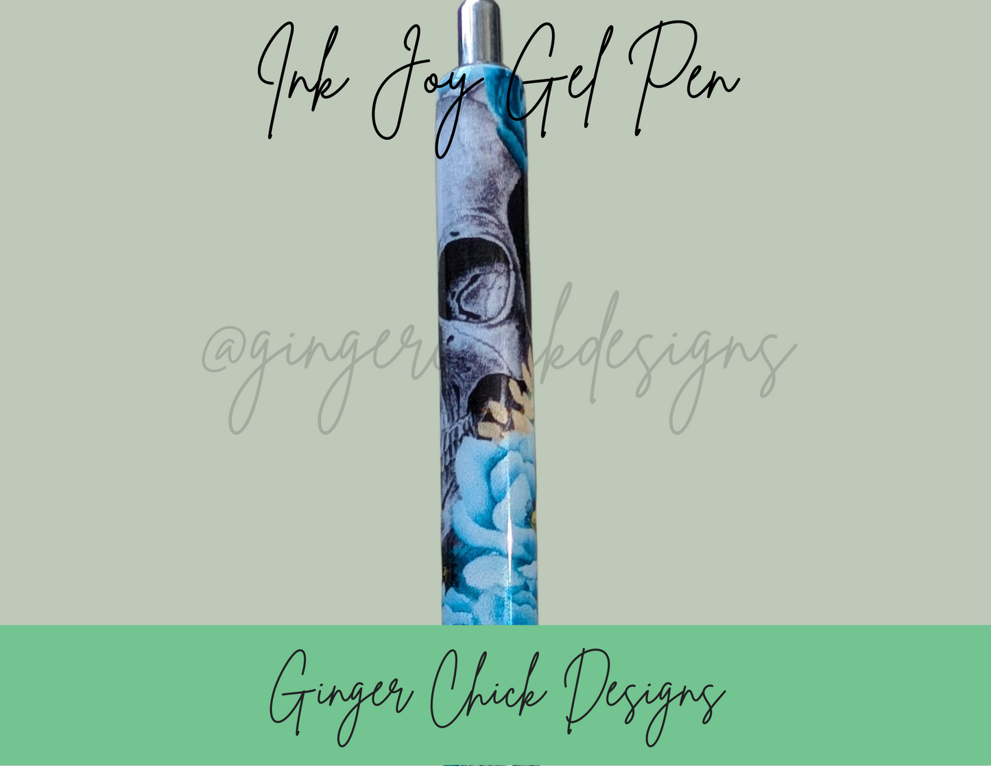 Blue Flower with Skulls Ink Joy Gel Pen
