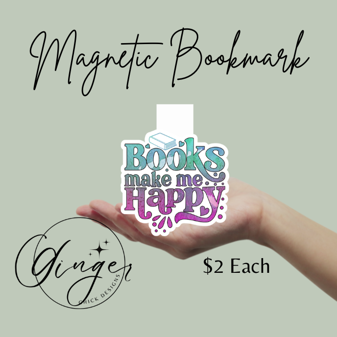 Books Make Me Happy Magnetic Bookmark