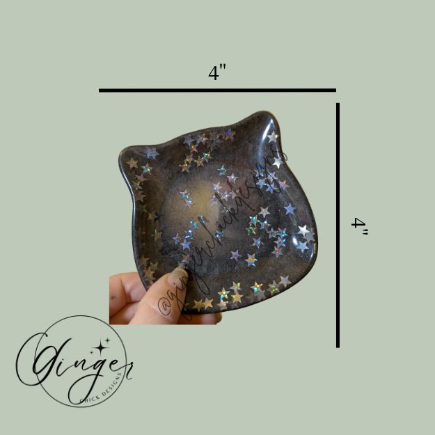 Stary Night Kitty Cat Trinket Dish