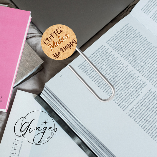 Coffee Makes Me Happy 3-Inch Paperclip Bookmark