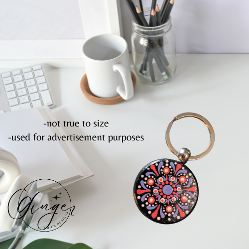 Cotton Candy Mandala Dot Keychain