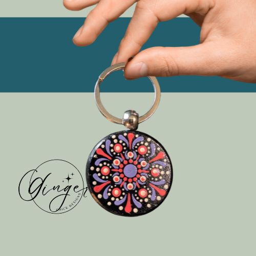 Cotton Candy Mandala Dot Keychain