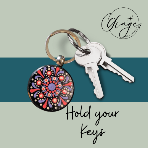 Cotton Candy Mandala Dot Keychain