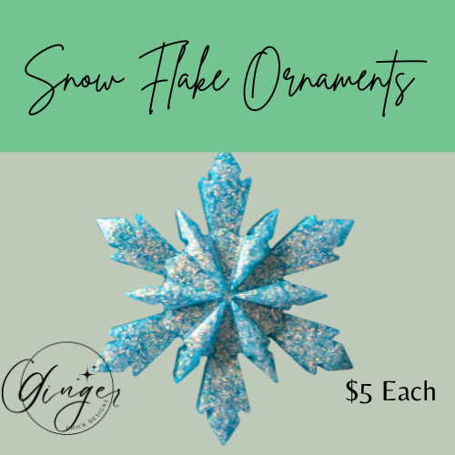 Blue Silver Flake Resin Snowflake Ornament