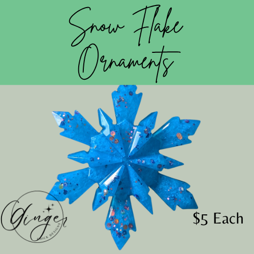 Blue with Pink Glitter Resin Snowflake Ornament