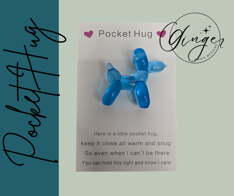 Dark Blue Balloon Dog Pocket Hug