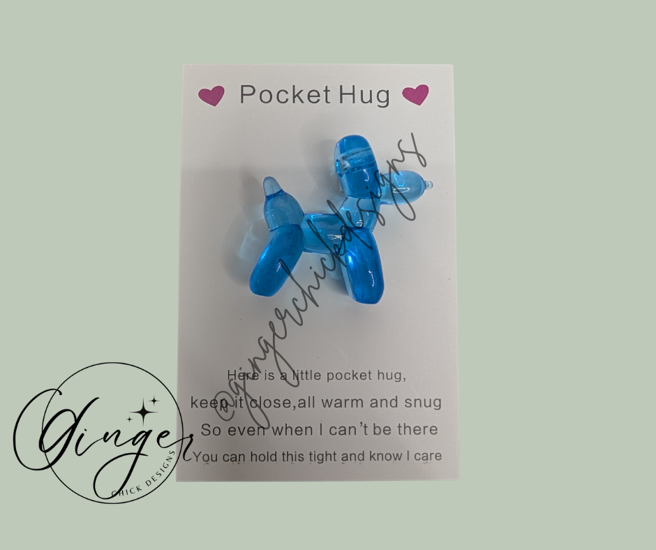 Dark Blue Balloon Dog Pocket Hug