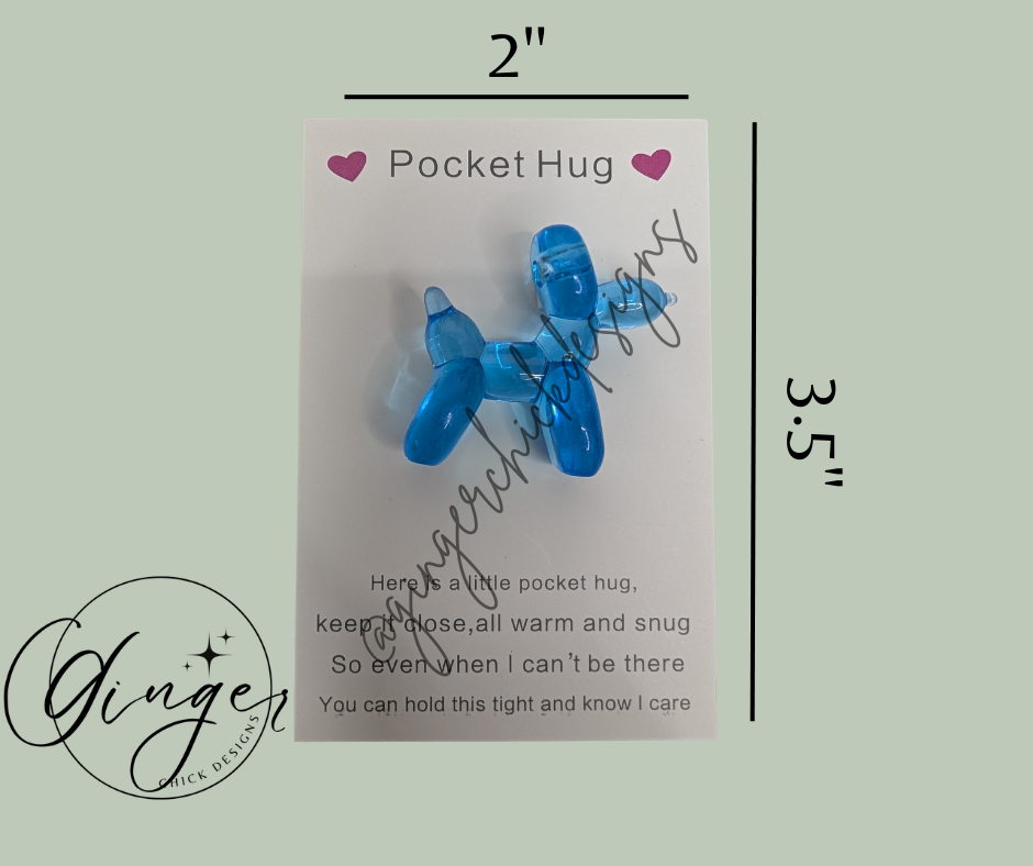 Dark Blue Balloon Dog Pocket Hug