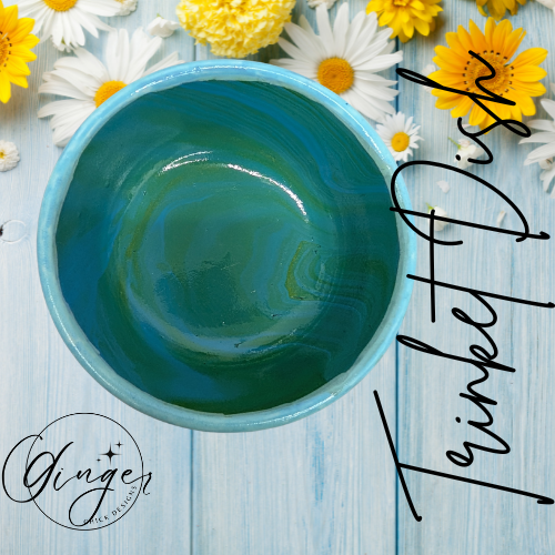 Deep Sea Paint Pour Trinket Dish