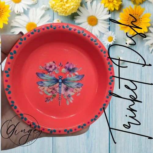 Dragonfly Mixed Media Art Trinket Dish