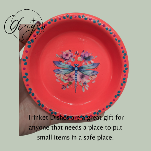 Dragonfly Mixed Media Art Trinket Dish