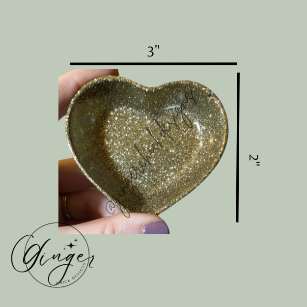 Green Gold Heart Trinket Dish