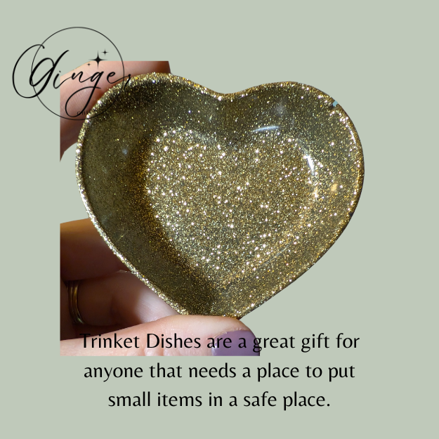 Green Gold Heart Trinket Dish