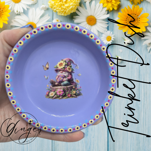 Garden Gnome Mixed Media Art Trinket Dish