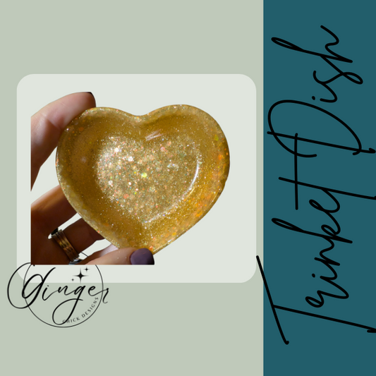 Golden Sparkle Heart Trinket Dish