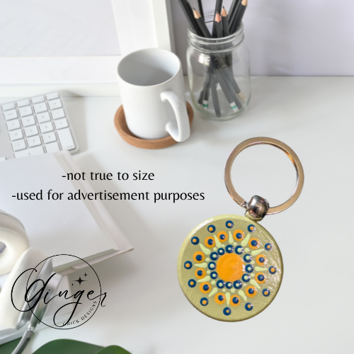 Golden Flower Mandala Dot Keychain