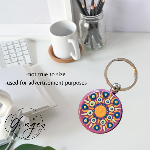 Golden Sun Mandala Dot Keychain