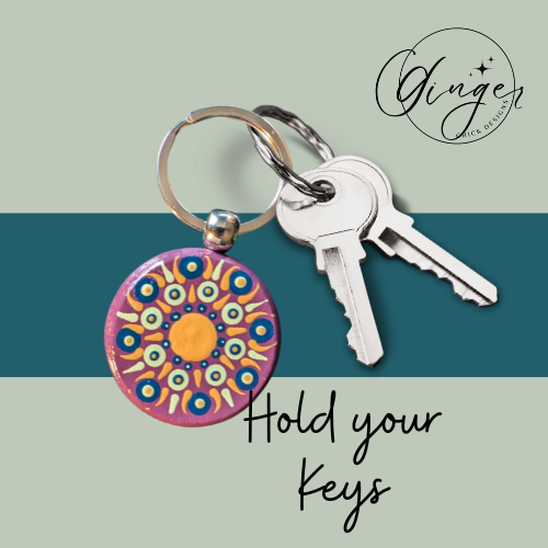 Golden Sun Mandala Dot Keychain